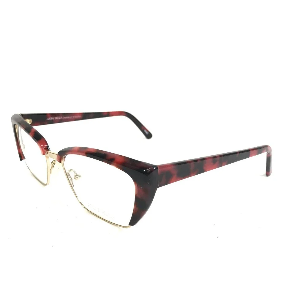 Andy Wolf Eyeglasses Frames 5027 col.h Brown Red Tortoise Gold Cat Eye 53-17-140